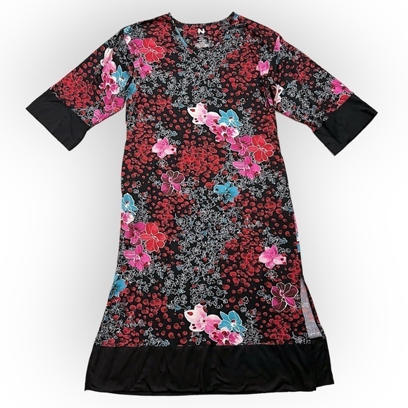 Natori Dresses & Skirts - Natori Mizuki midi kaftan dress, floral print, kimono sleeves, Vneckline, size M